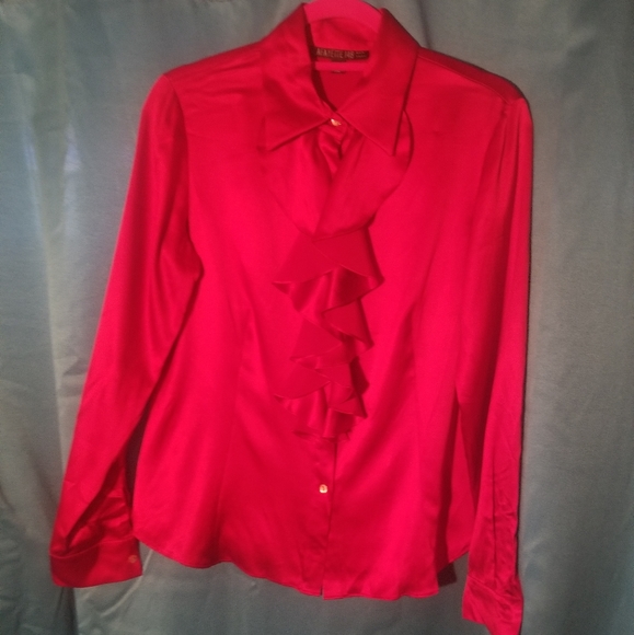 Lafayette 148 New York Tops - Lafayette 148 red silk blouse, size 6